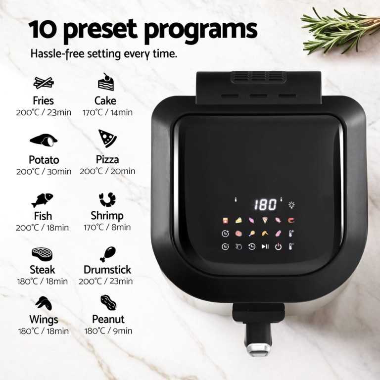 devanti 5.5l air fryer & grill lcd fryers 1500w