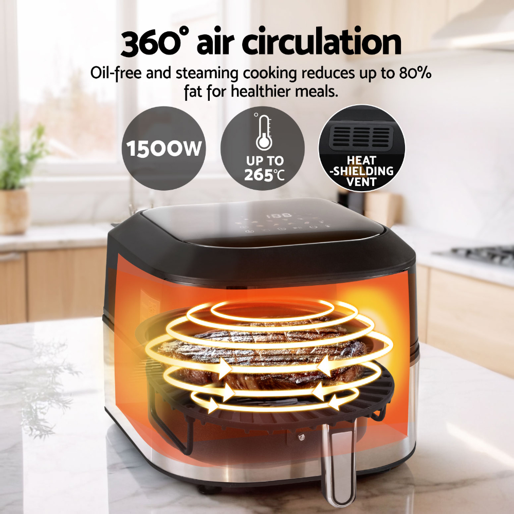 devanti 5.5l air fryer & grill lcd fryers 1500w
