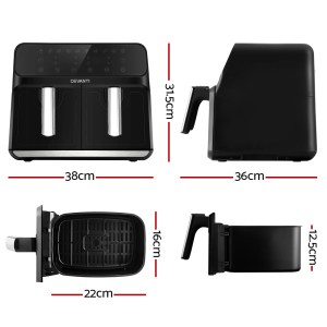 devanti air fryer 8l dual zone fryers