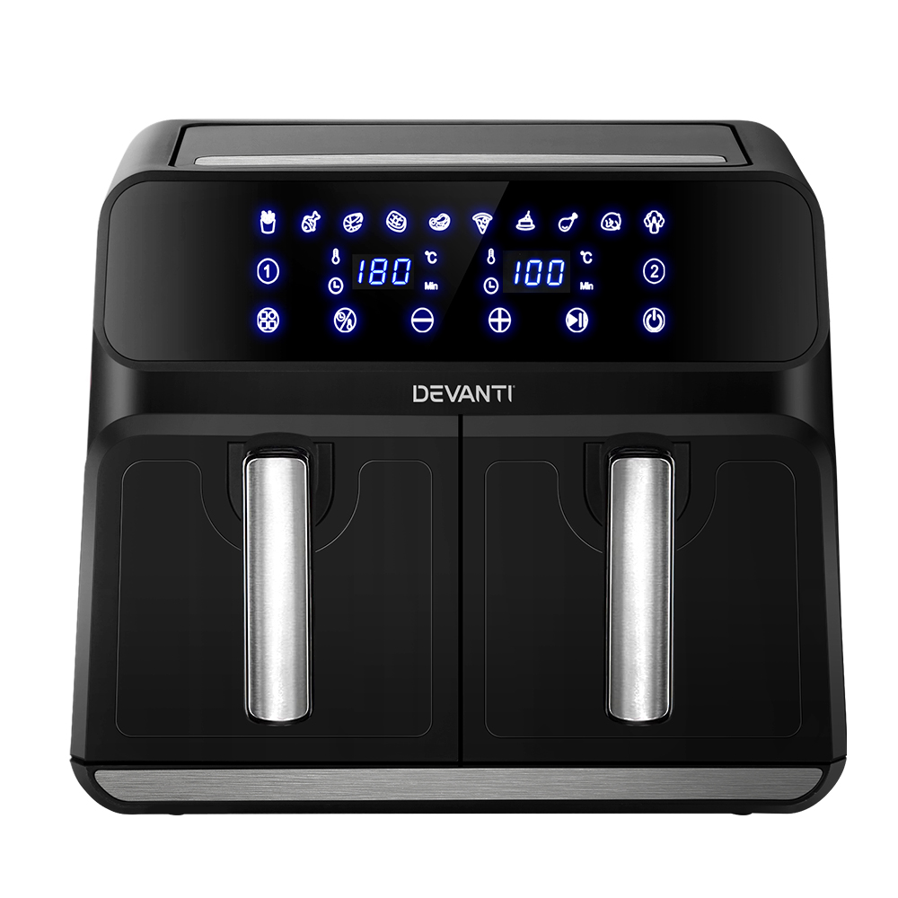 devanti air fryer 8l dual zone fryers