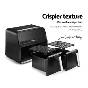 devanti air fryer 8l dual zone fryers