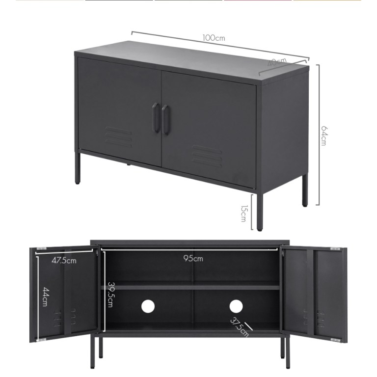 artiss buffet sideboard metal cabinet base charcoal
