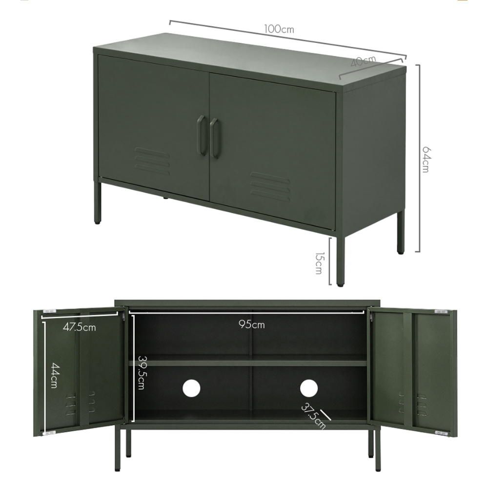 artiss buffet sideboard metal cabinet base green