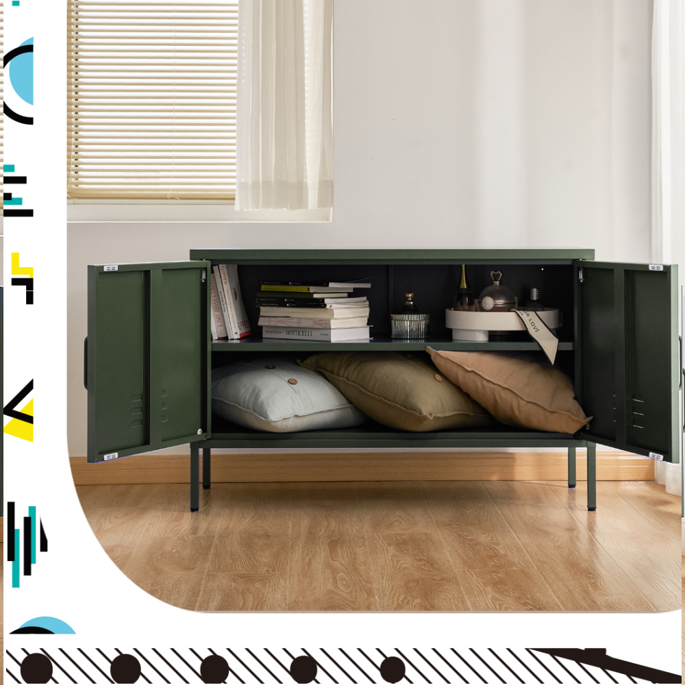 artiss buffet sideboard metal cabinet base green
