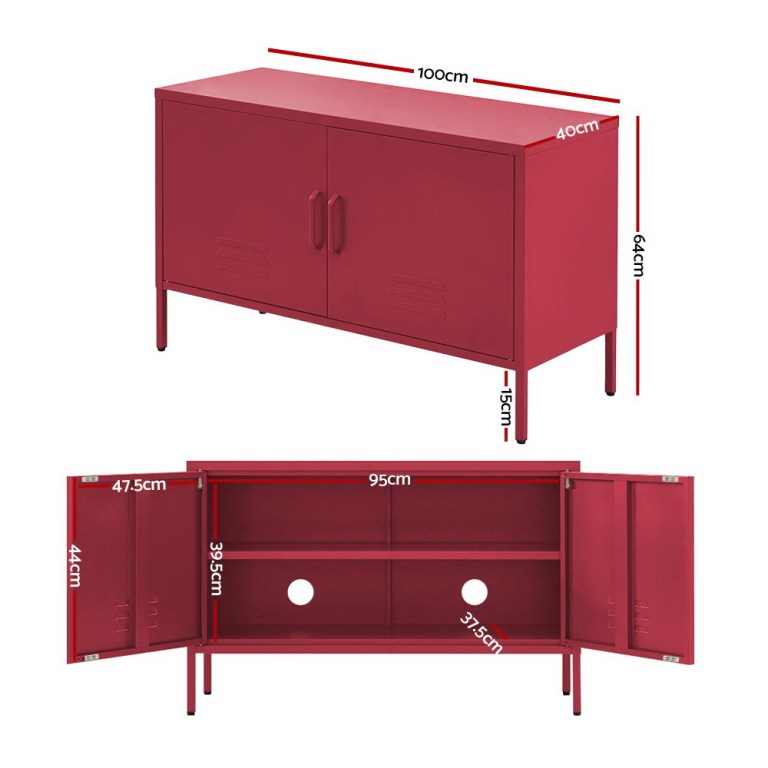 artiss buffet sideboard metal cabinet base pink