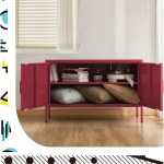 artiss buffet sideboard metal cabinet base pink