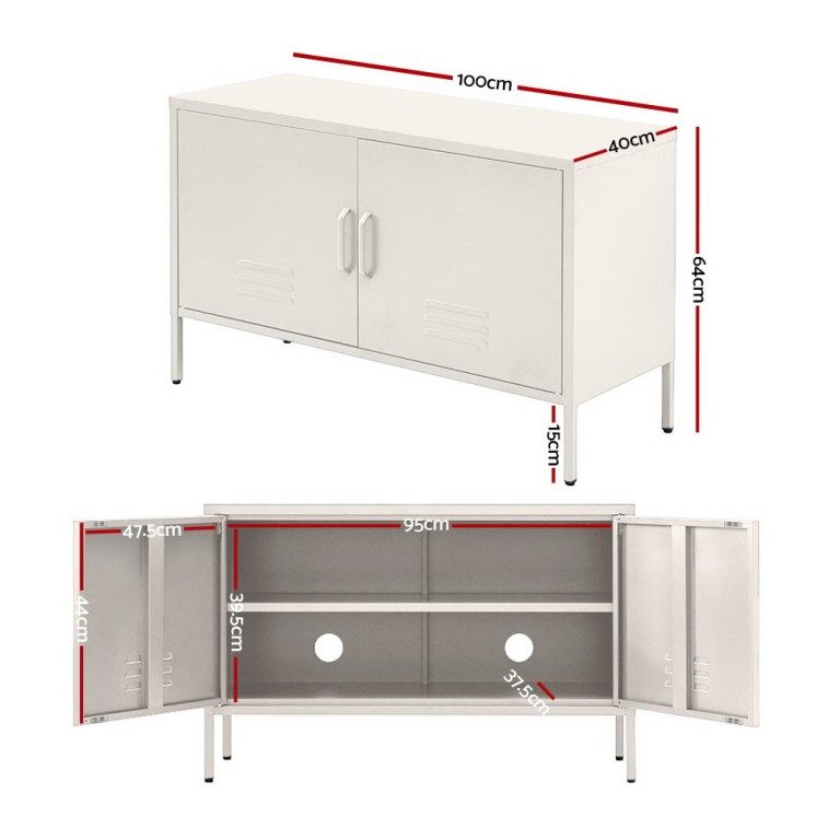 artiss buffet sideboard metal cabinet sweetheart white