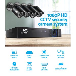 ul tech cctv security system 4ch dvr 4 cameras 1080p