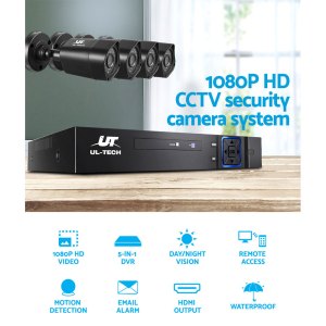 ul tech cctv security system 4ch dvr 4 cameras 1080p
