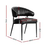 artiss dining chairs set of 2 leather hollow armchair black