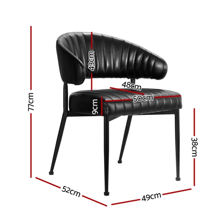artiss dining chairs set of 2 leather hollow armchair black