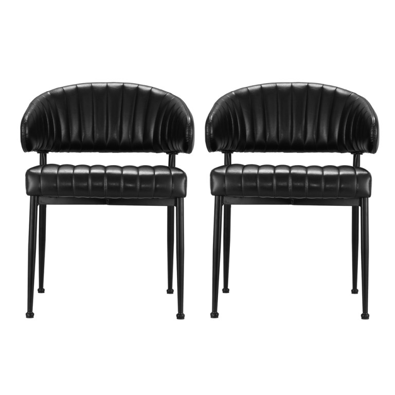 artiss dining chairs set of 2 leather hollow armchair black