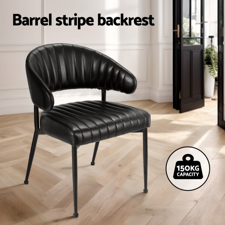artiss dining chairs set of 2 leather hollow armchair black