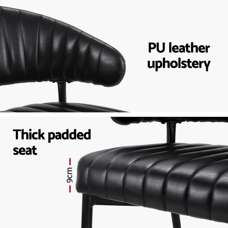 artiss dining chairs set of 2 leather hollow armchair black