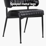 artiss dining chairs set of 2 leather hollow armchair black