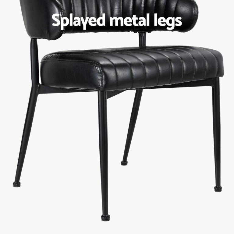 artiss dining chairs set of 2 leather hollow armchair black