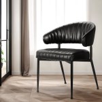 artiss dining chairs set of 2 leather hollow armchair black