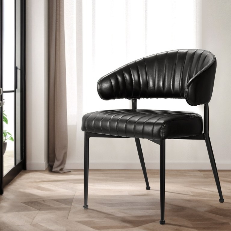 artiss dining chairs set of 2 leather hollow armchair black