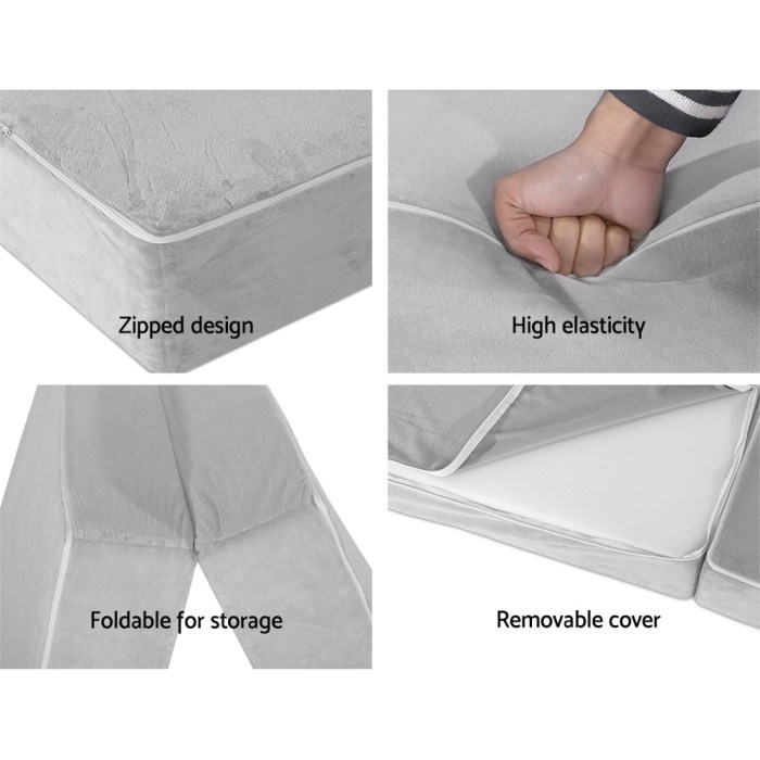 giselle bedding foldable mattress folding foam bed mat light grey