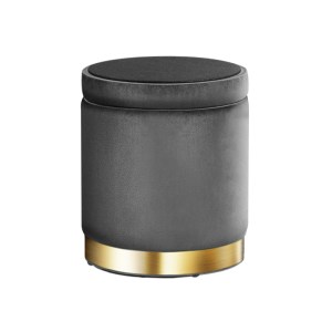 artiss ottoman storage foot stool round velvet charcoal