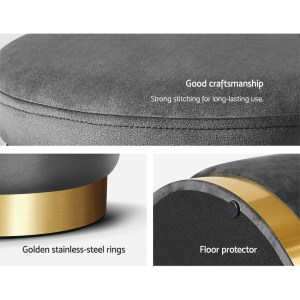 artiss ottoman storage foot stool round velvet charcoal