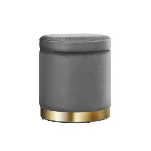 artiss ottoman storage foot stool round velvet charcoal