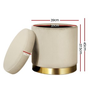 artiss ottoman storage foot stool round velvet cream artiss ottoman storage foot stool round velvet cream