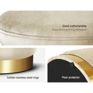 artiss ottoman storage foot stool round velvet cream artiss ottoman storage foot stool round velvet cream