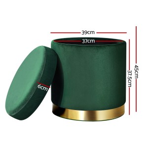 artiss ottoman storage foot stool round velvet green