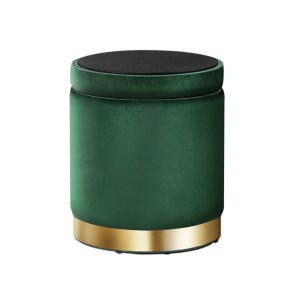 artiss ottoman storage foot stool round velvet green