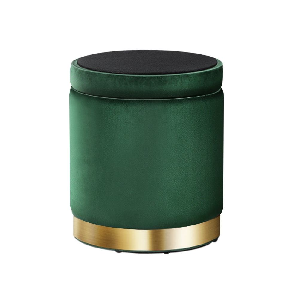 artiss ottoman storage foot stool round velvet green