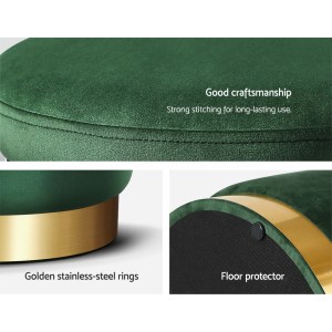 artiss ottoman storage foot stool round velvet green