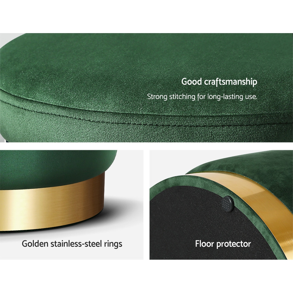 artiss ottoman storage foot stool round velvet green