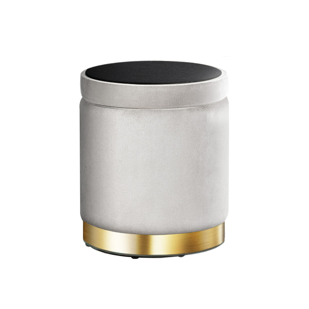 artiss ottoman storage foot stool round velvet grey