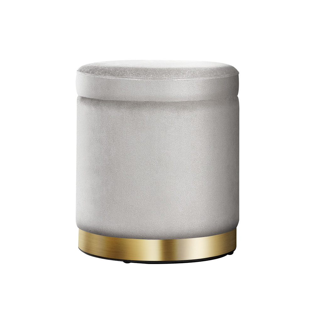 artiss ottoman storage foot stool round velvet grey