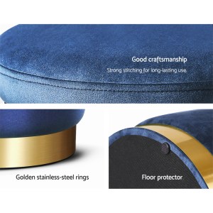 artiss ottoman storage foot stool round velvet navy