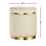 artiss ottoman foot stool round velvet cream