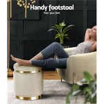artiss ottoman foot stool round velvet cream