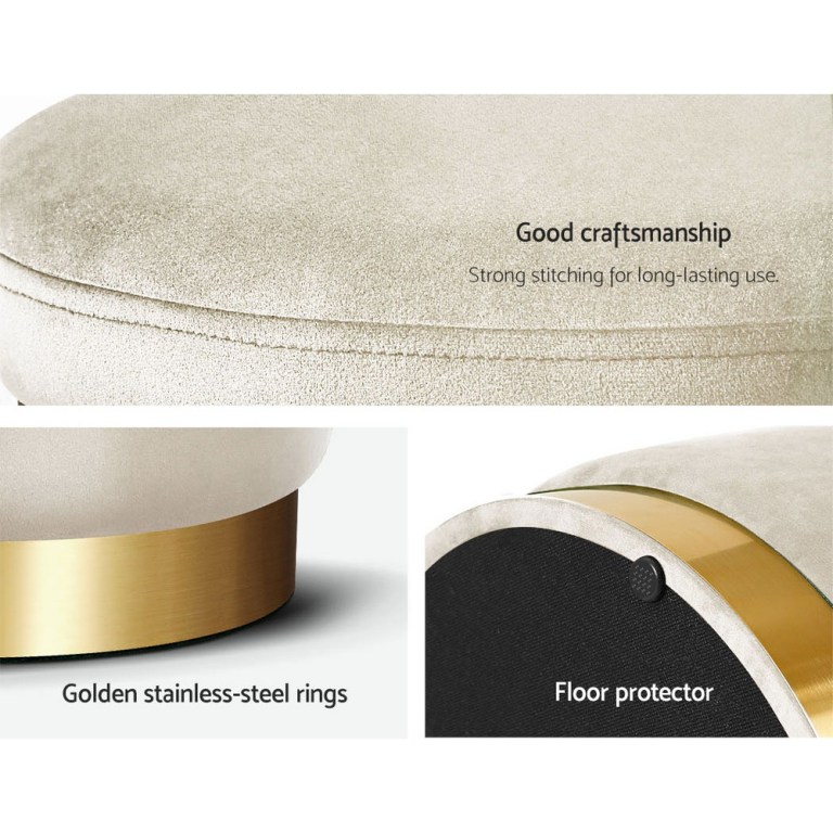 artiss ottoman foot stool round velvet cream