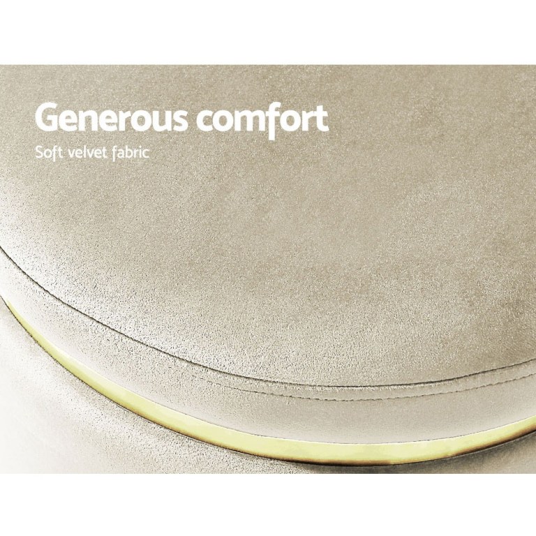 artiss ottoman foot stool round velvet cream