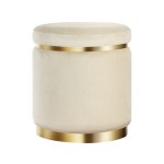 artiss ottoman foot stool round velvet cream