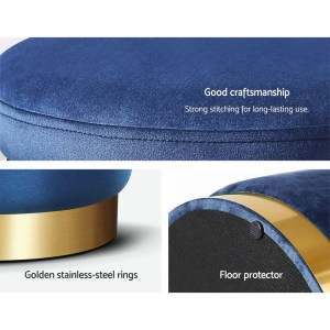 artiss ottoman foot stool round velvet navy