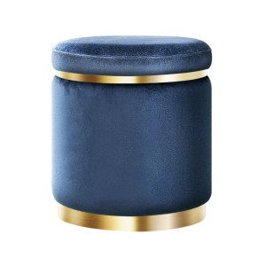 artiss ottoman foot stool round velvet navy