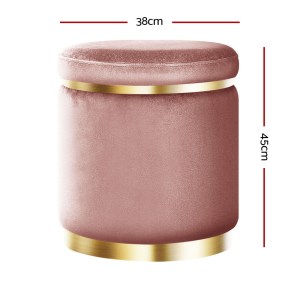 artiss ottoman foot stool round velvet pink
