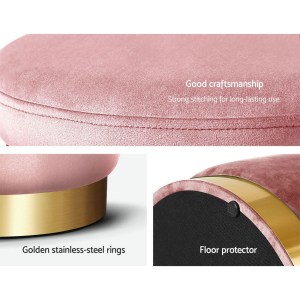 artiss ottoman foot stool round velvet pink