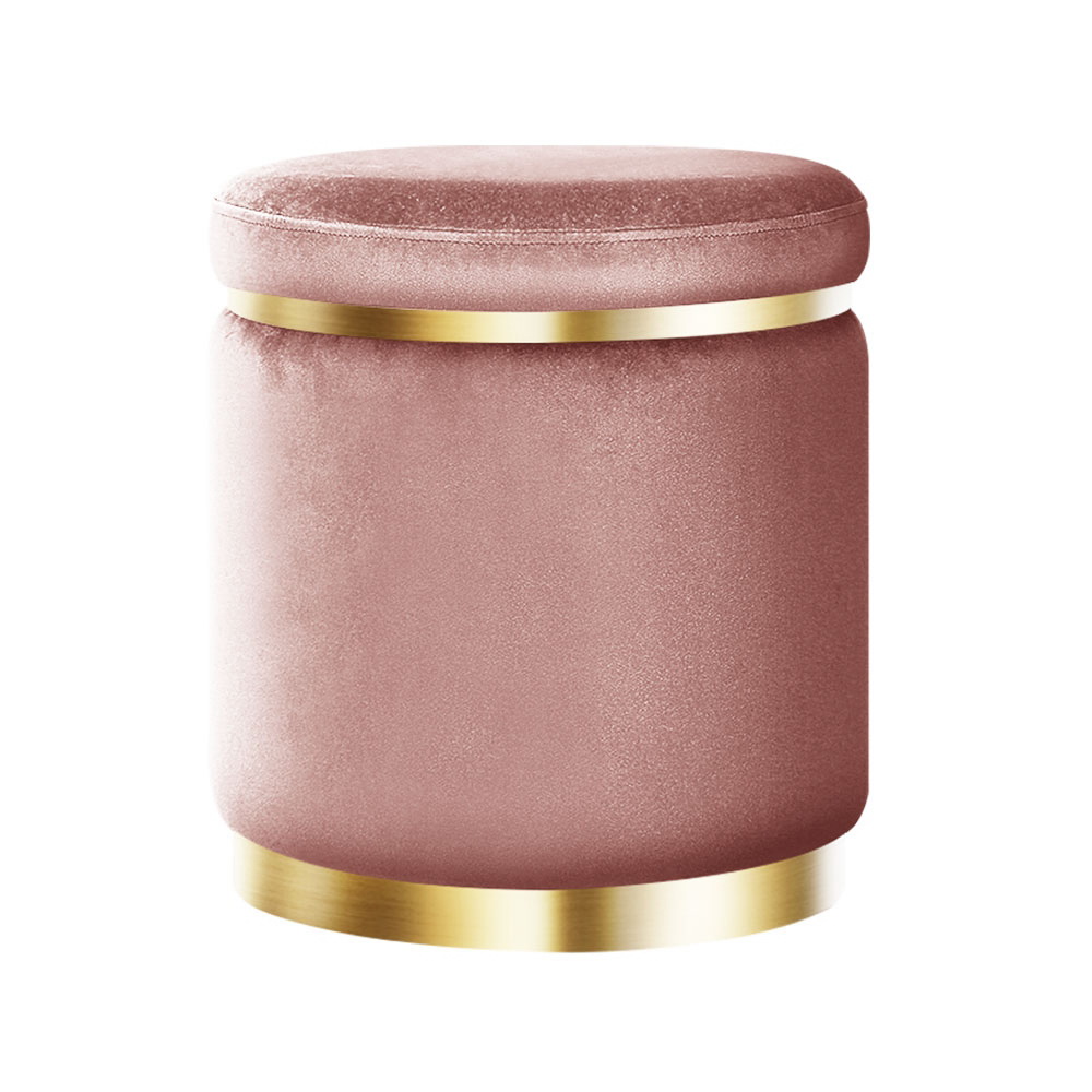 artiss ottoman foot stool round velvet pink