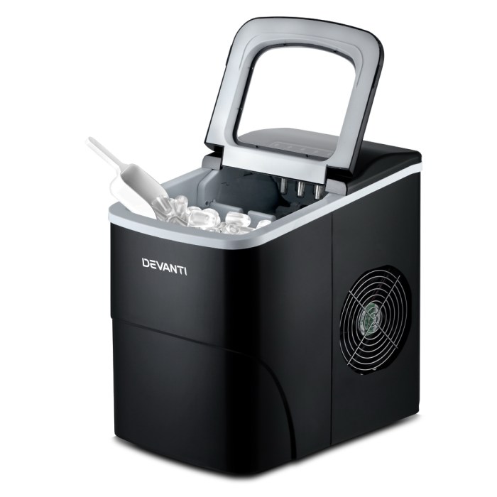 devanti portable ice cube maker machine 2l home bar benchtop easy quick black
