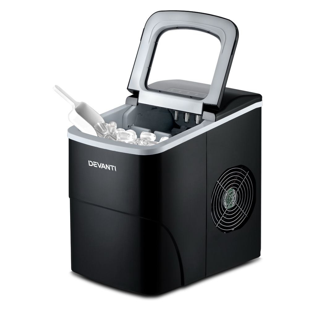 devanti portable ice cube maker machine 2l home bar benchtop easy quick black