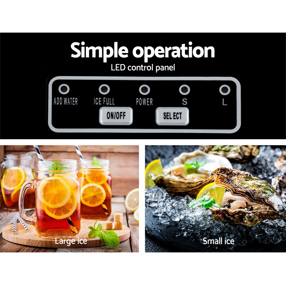 devanti portable ice cube maker machine 2l home bar benchtop easy quick black