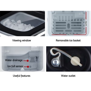 devanti portable ice cube maker machine 2l home bar benchtop easy quick black